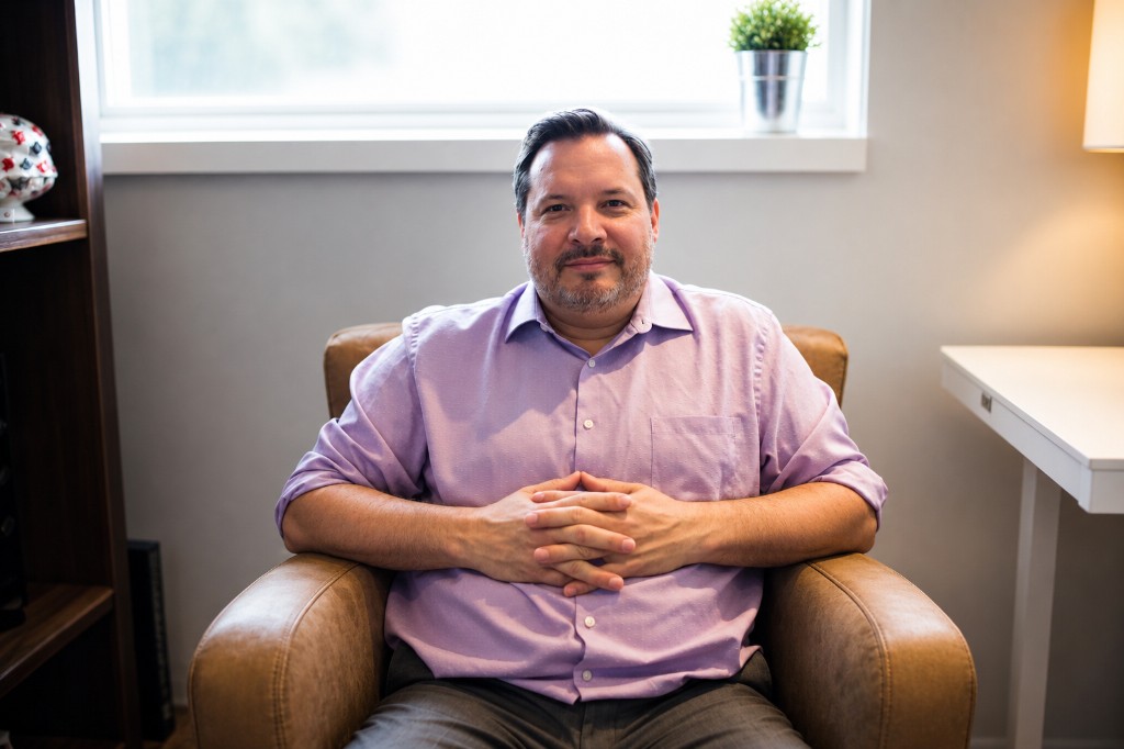 Le Dr Vincent Paquette, dans son bureau, accueillant avec bienveillance